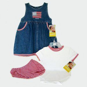 Girls NWT Oshkosh SZ 18M 4th of July Patriotic 3pc Dress